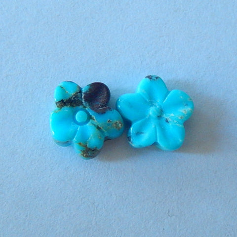 Natural Cavring Turquoise Flower Gemstone Cabochon Pair 7x3mm,0.4g - MyGemGarden