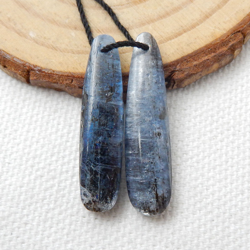 Natural Blue Kyanite Earrings Beads, Stone For Earrings Making, 29x7x4mm, 3.9g - MyGemGarden