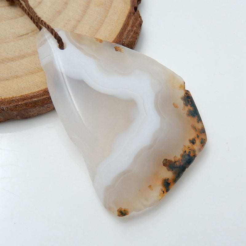 Natural Agate Gemstone Pendant, Natural Stone, 40x28x7mm, 11g - MyGemGarden