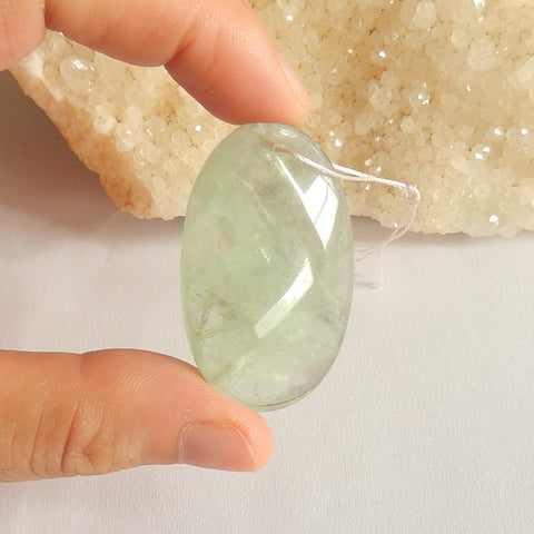 Natural Fluorite Gemstone Pendant Bead 40x25x10mm, 17.6g - MyGemGarden