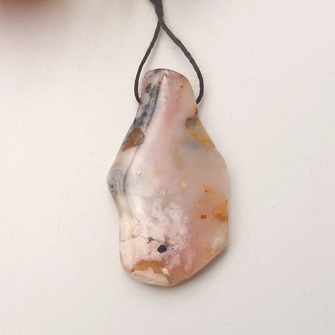 Natural Pink Opal Drilled Pendant Bead, 46x25x8mm, 11.7g - MyGemGarden