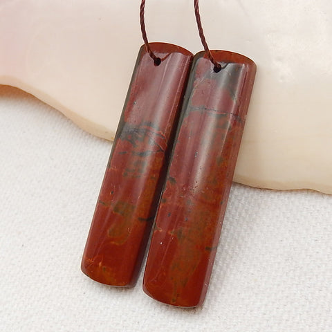 Multicolor Picasso Jasper Gemstone Earrings Stone Pair, 40x10x4mm, 9.0g - MyGemGarden