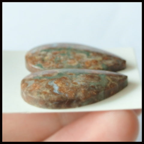 Natural Mushroom Jasper Gemstone Cabochon Pair 29x19x5mm,8.9g - MyGemGarden