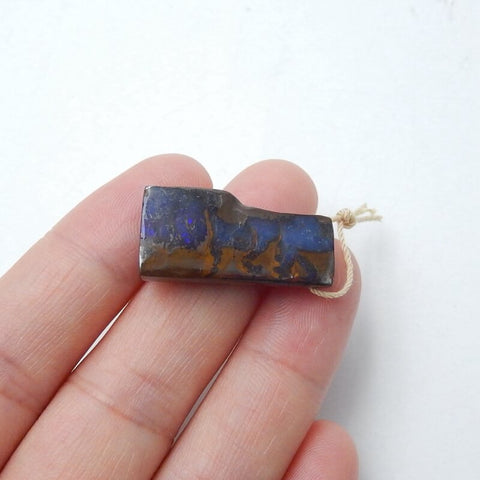 Natural Boulder opal Drilled Gemstone Pendant Bead, 26x12x6mm, 4.6g - MyGemGarden