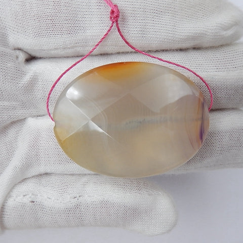 Agate Gemstone Natural Pendant Bead, 40x30x8mm, 15.3g - MyGemGarden