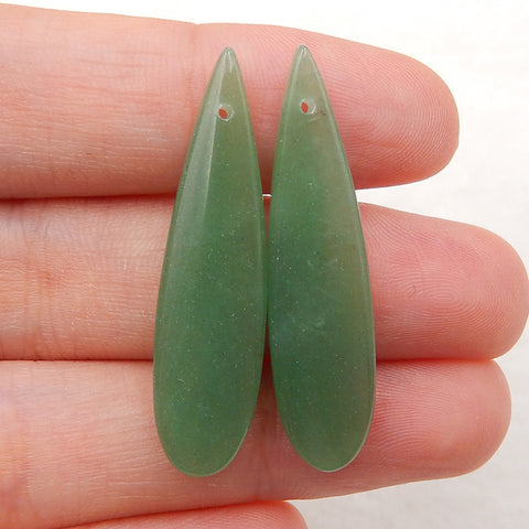 Natural Green Aventurine Teardrop Earrings Stone Pair, stone for earrings making, 34x9x4mm, 4.0g