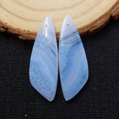 Natural Blue Lace Agate Earrings Beads, Stone For Earrings Making, 30x10x4mm, 3.5g - MyGemGarden