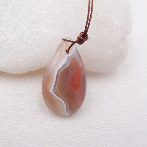 Perle pendentif en agate rouge naturelle, 29 x 17 x 8 mm, 5,0 g