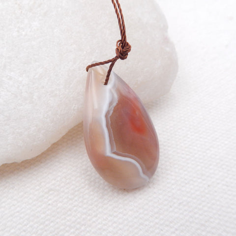 Perle pendentif en agate rouge naturelle, 29 x 17 x 8 mm, 5,0 g