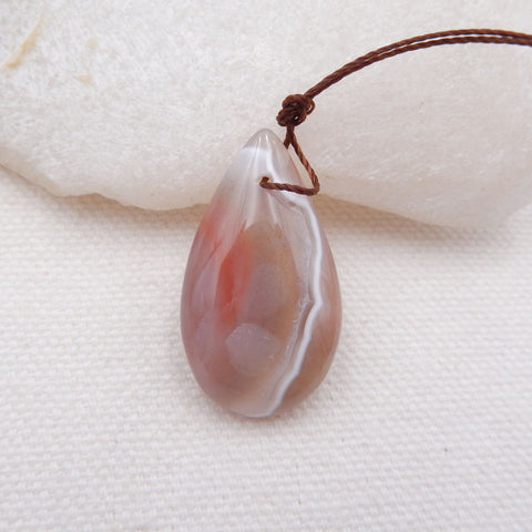 Perle pendentif en agate rouge naturelle, 29 x 17 x 8 mm, 5,0 g