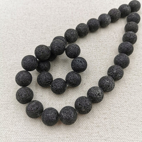 12mm Lava Rocks Beads Strand, Smooth Polished Round Loose Beads,83.3g