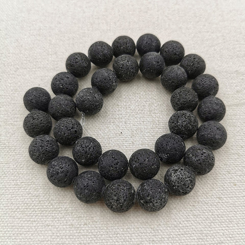 12mm Lava Rocks Beads Strand, Smooth Polished Round Loose Beads,83.3g