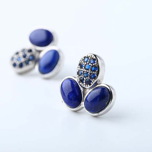 Natural Lapis Lazuli Ear Studs,925 Sterling Silver