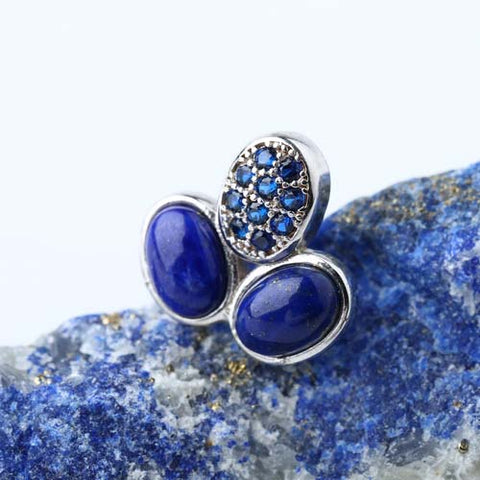 Natural Lapis Lazuli Ear Studs,925 Sterling Silver