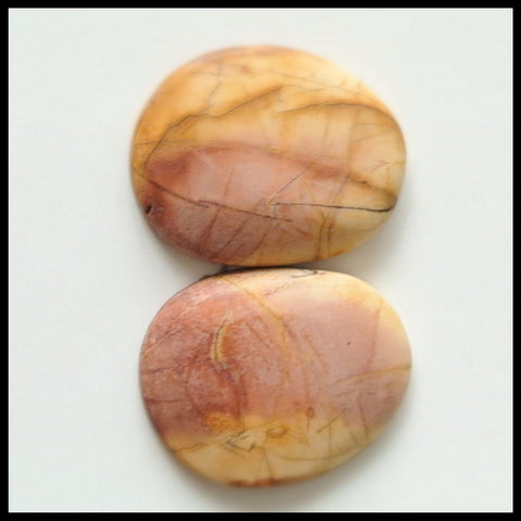 Natural Multi-Color Picasso Jasper Gemstone Cabochon Pair 20x16x4mm,4.0g - MyGemGarden