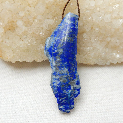 Nugget Lapis Lazuli Material Gemstone Pendant Bead, 57x19x8mm, 12.7g - MyGemGarden