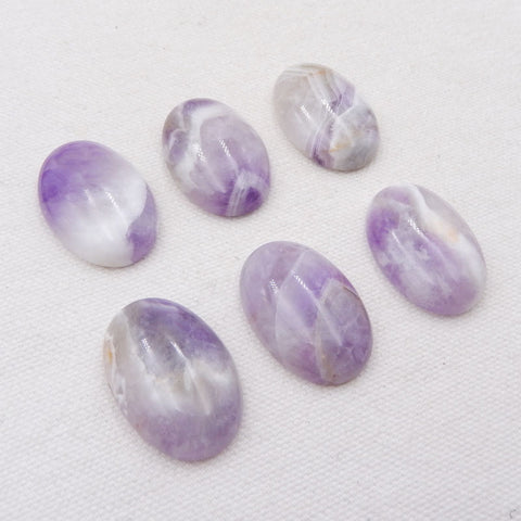 6 PCS Natural Amethyst Cabochons,30X20X6mm, 40.7g