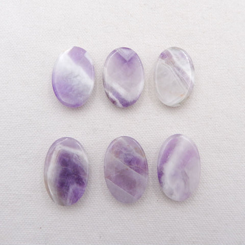 6 cabochons de pierres précieuses ovales en améthyste naturelle, 30 x 20 x 6 mm, 40,7 g.