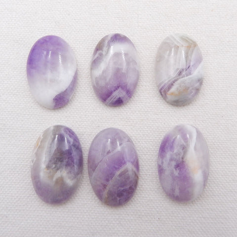 6 cabochons de pierres précieuses ovales en améthyste naturelle, 30 x 20 x 6 mm, 40,7 g.