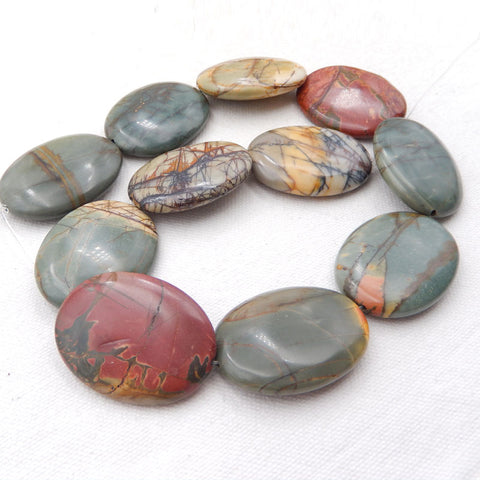 11 PCS Natural Red Creek Jasper Pendant Beads 40X30X10mm, 186.7g