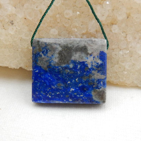 Rectangle Lapis Lazuli Drilled Gemstone Pendant Stone, 24x21x8mm, 9.7g