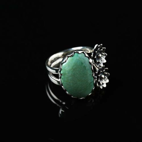 turquoise Ring handmade customizable Ring, silver ring Gift For Her, 20x16x3mm, 7.48g - MyGemGarden