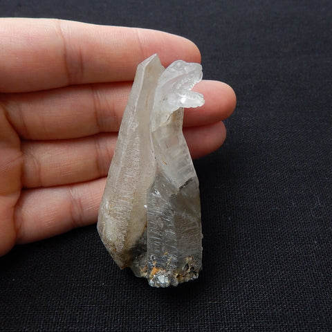 New Arrival ghost quartz hand carved snake Cabochon, Animal Gemstone Decoration, 60x32x22mm, 45.3g - MyGemGarden