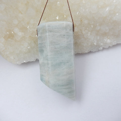 Blue Aquamarine Gemstone Natural Pendant Bead, 49x22x16mm, 32.9g - MyGemGarden