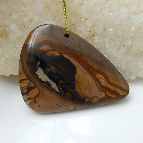 Natural Us Biggs Jasper drilled Gemstone Pendant Bead, 52x40x9mm, 26.9g - MyGemGarden