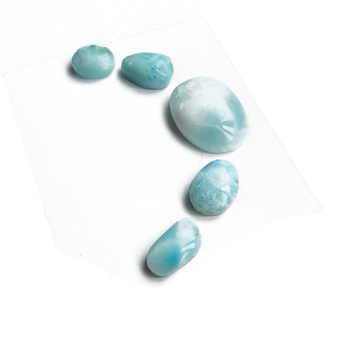 Custome Freedom Larimar Cabochon Pairs 21x16x7mm, 10x10x5mm, 7.4g - MyGemGarden