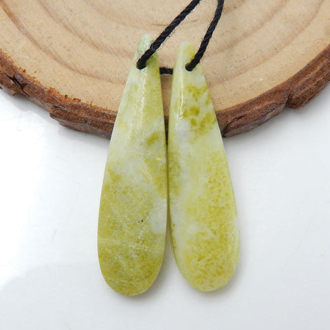 Serpentine Teardrop Earrings Stone Pair, stone for earrings making, 35x9x4mm, 3.8g - MyGemGarden