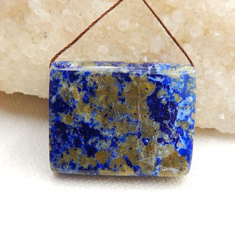 Natural Lapis Lazuli Drilled Gemstone Pendant Bead, 33x27x13mm, 22.6g - MyGemGarden