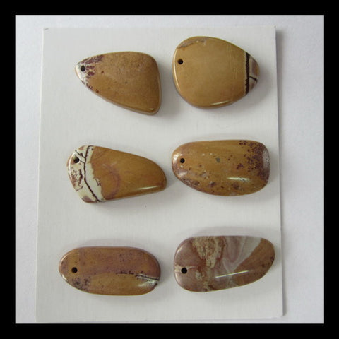 6 pcs Chohua Jasper Pendant Bead(drilled), 20x16x4mm, 20x13x5mm, 11.5g - MyGemGarden