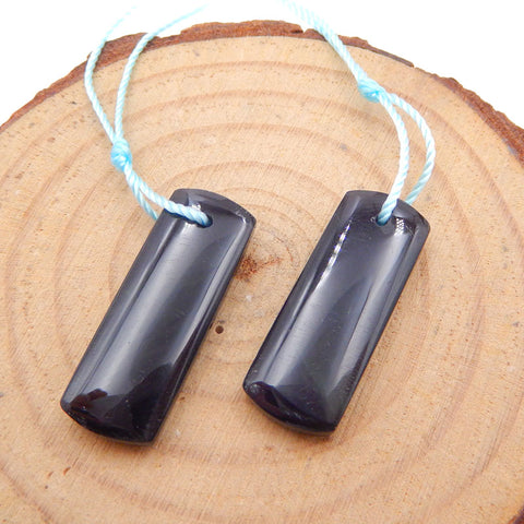 Paire de Boucles d'Oreilles Rectangulaires en Obsidienne Naturelle, 25x9x4mm, 3.5g