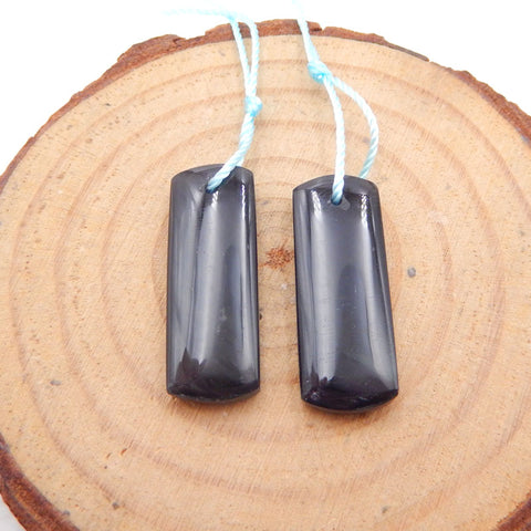 Paire de Boucles d'Oreilles Rectangulaires en Obsidienne Naturelle, 25x9x4mm, 3.5g