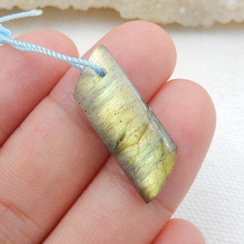 Natural labradorite Drilled Pendant Bead, 23x9x4mm, 1.7g - MyGemGarden