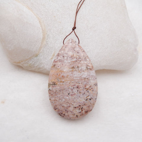 Perle pendentif larme en jaspe océanique, 49x29x11mm, 22.5g