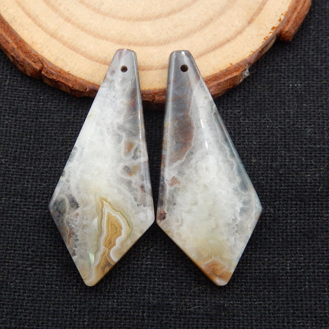 Natural Crazy Lace Agate Earrings Stone Pair, stone for earrings making, 41x18x4.5mm, 8.6g