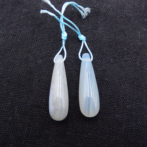 Paire de boucles d'oreilles percées en agate naturelle en forme de larme 29 x 9 mm, 5,7 g