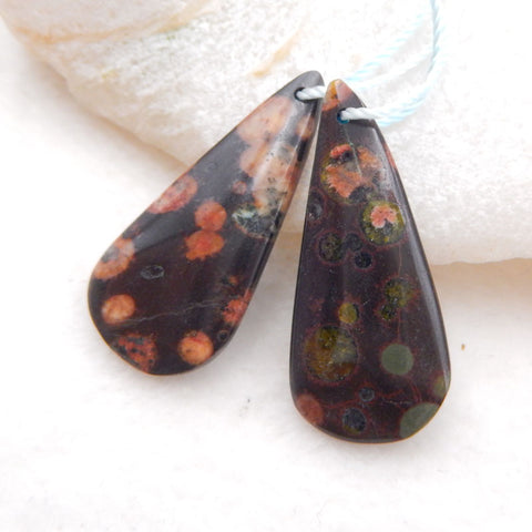 Natural Poppy Jasper Earring Beads 30X14X4mm, 4.6g