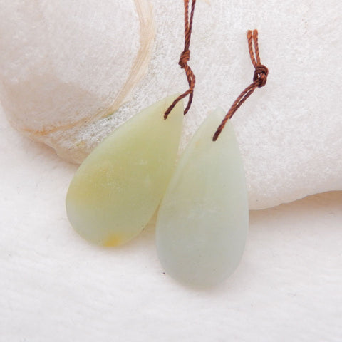 Boucles d'oreilles Teardrop Nephrite Jade Stone Pair, pierre pour la fabrication de boucles d'oreilles, 30x15x4mm, 5.1g