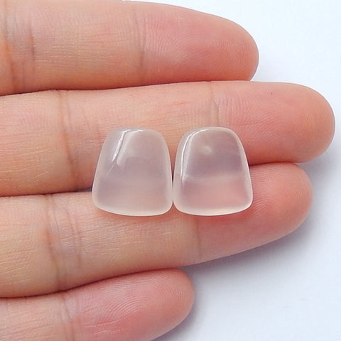 Rose jade Carved Gemstone Cabochon Pair, Stone for jewelry making, 14x12x5mm, 2.7g - MyGemGarden