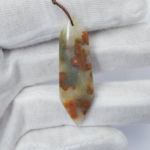 Ocean Jasper Gemstone Natural Pendant Bead, 44x14x4mm, 3.8g - MyGemGarden