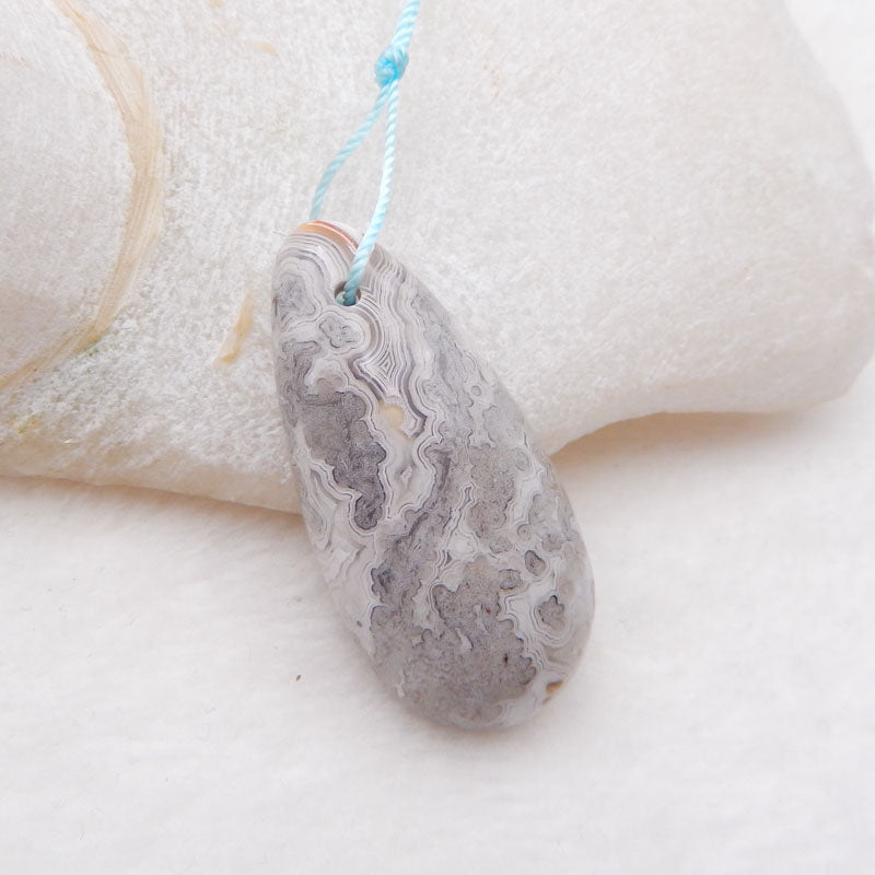 Natural Crazy Lace Agate Pendant Bead 40x19x8mm, 8.9g