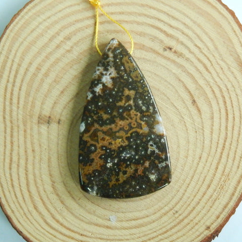 Natural Ocean Jasper Pendant Bead 53x30x7mm, 13.1g - MyGemGarden