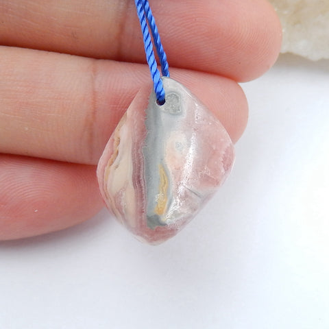 Natural Argentina Rhodochrosite Drilled Gemstone Pendant Bead, 21x18x12mm, 6.3g - MyGemGarden