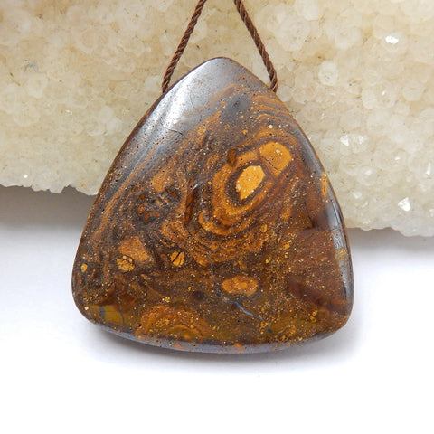 Natural Boulder opal Drilled Gemstone Pendant Bead, 35x33x8mm, 14.8g - MyGemGarden