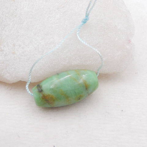 Perle pendentif en pierre précieuse de chrysocolle naturelle, 26x12 mm, 7,0 g