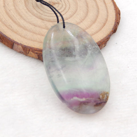 Perle pendentif en pierre précieuse de fluorite naturelle, 40x25x9mm, 17.5g