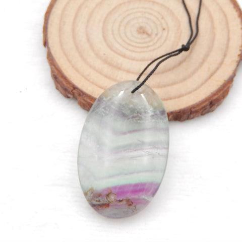 Perle pendentif en pierre précieuse de fluorite naturelle, 40x25x9mm, 17.5g